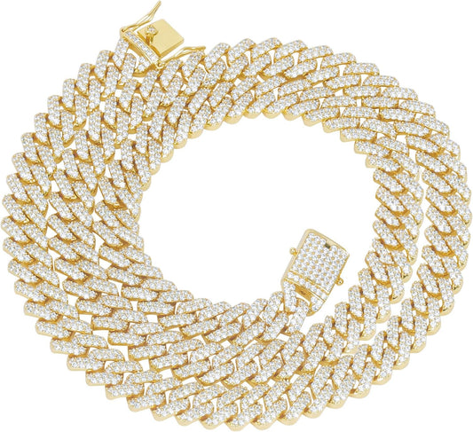 "Exquisite 18K Gold Plated Diamond Iced Out Cuban Link Chain - a Glamorous Hip Hop Necklace for Men and Women"
